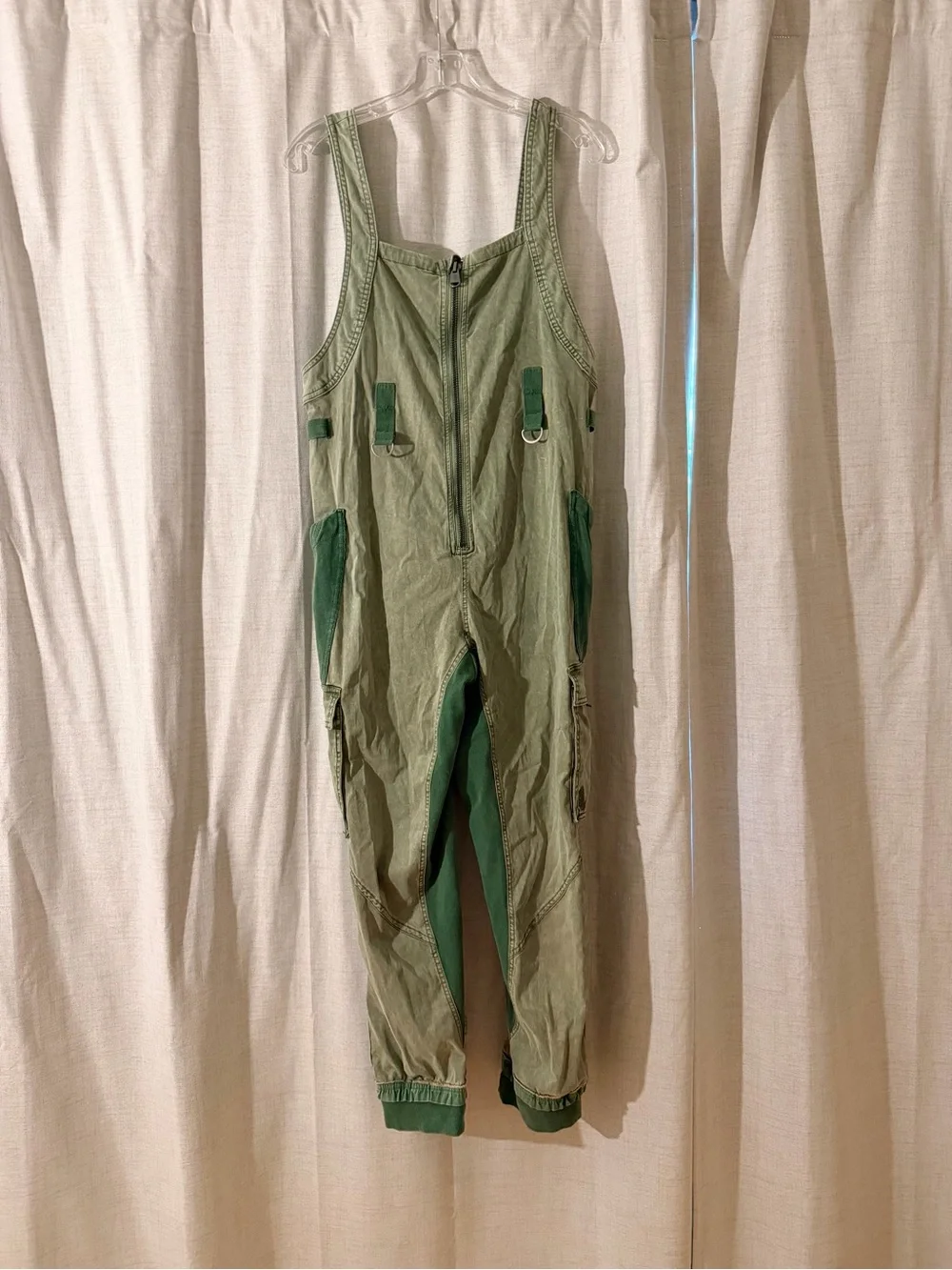 FP Movement Two-Tone Green Cargo Overalls - size small